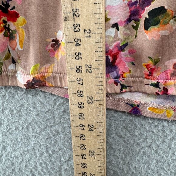 Anthropologie Dolan Floral Flutter Sleeve V-Neck Peplum Top Blouse Pink Beige PM - Picture 4 of 7